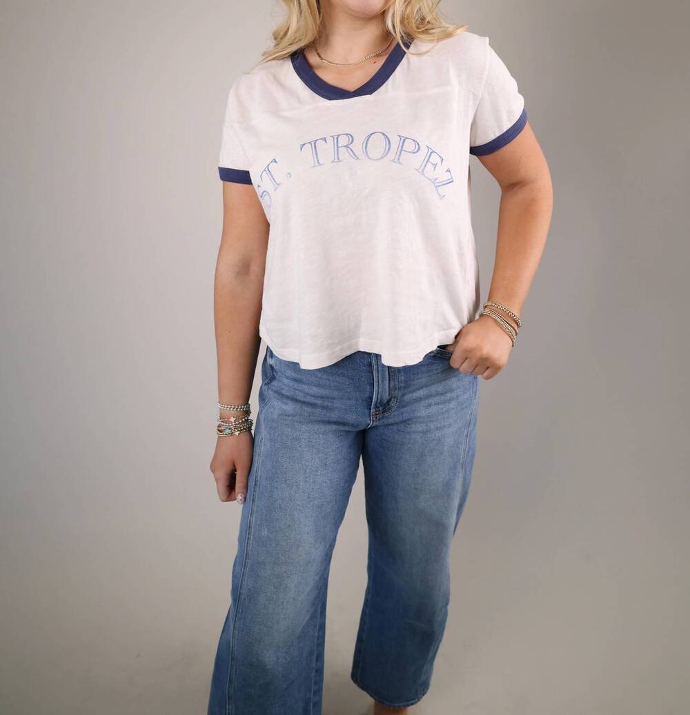 NEW SUNDRY women's st tropez rugby tee in oyster